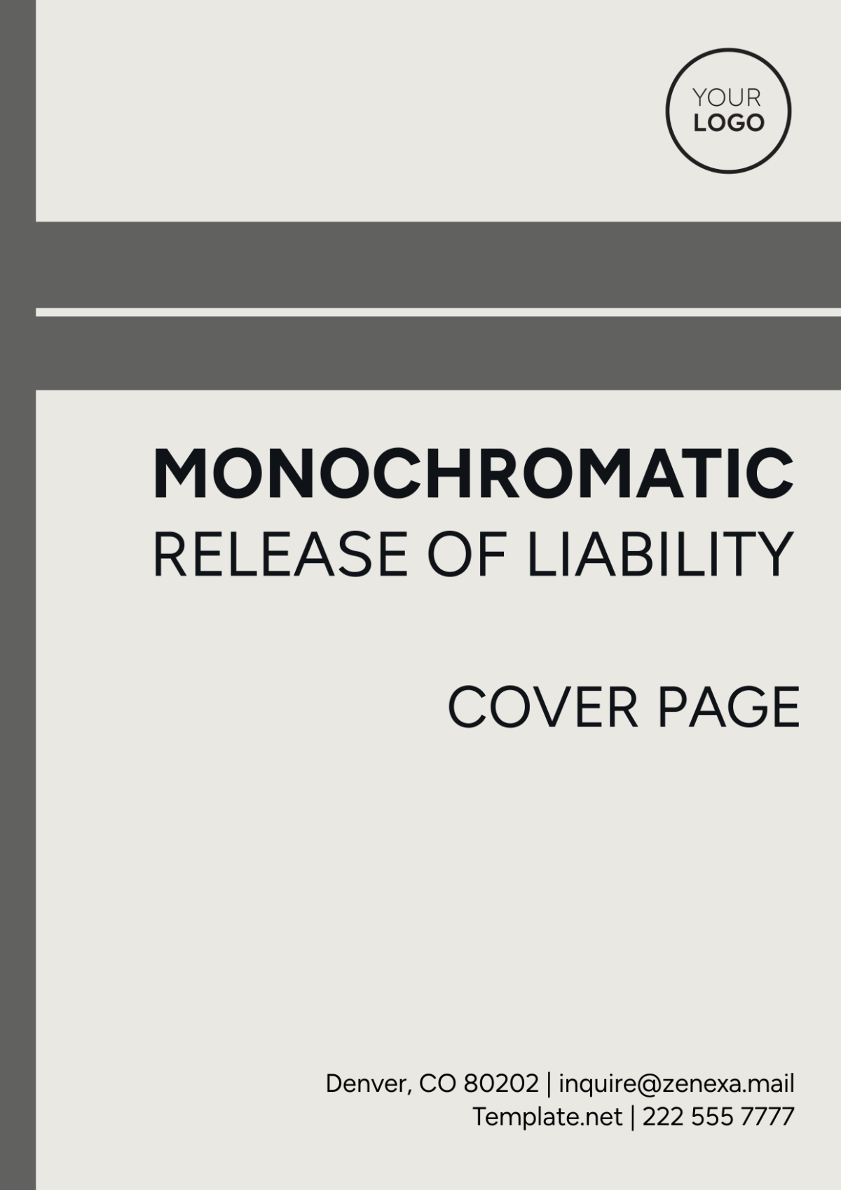 Monochromatic Release of Liability Cover Page - Edit Online & Download