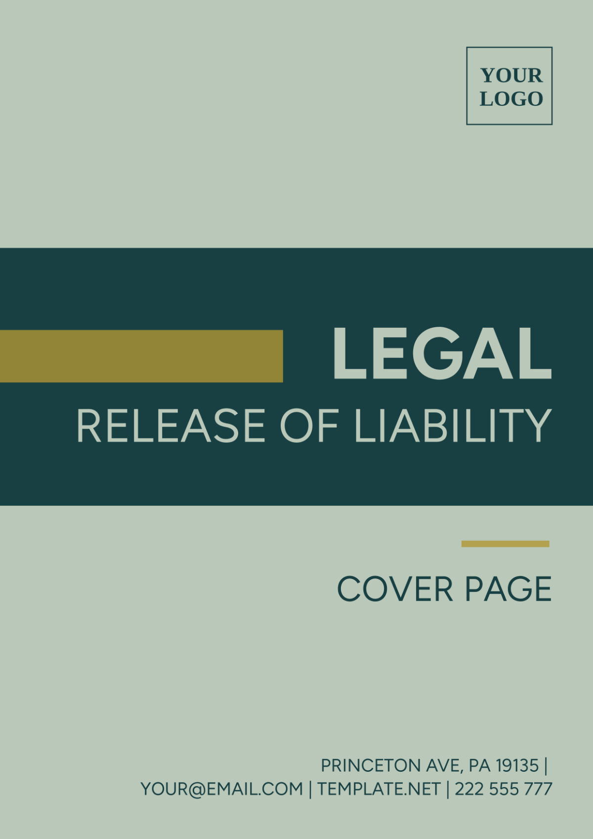 Legal Release of Liability Cover Page