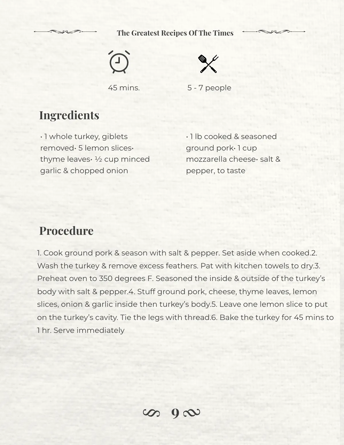 Free Classic Cookbook Template to Edit Online