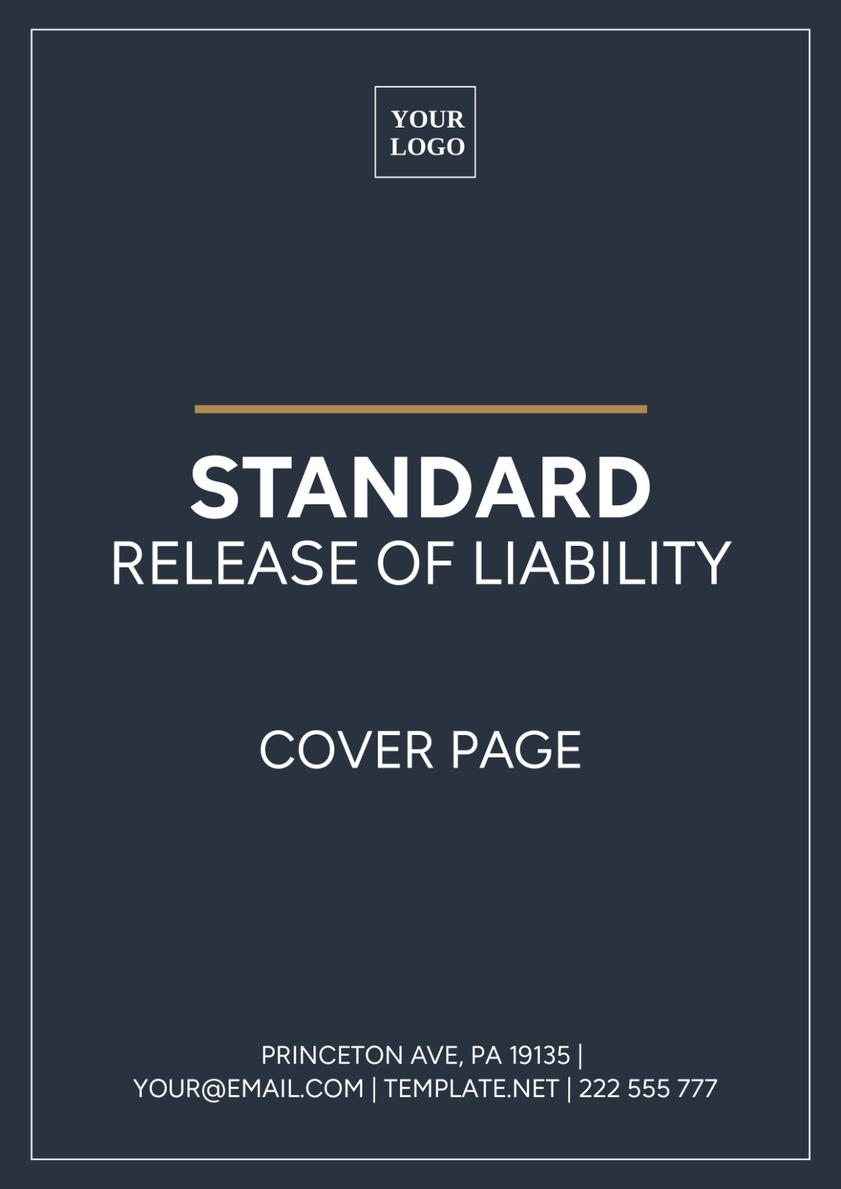 Standard Release of Liability Cover Page