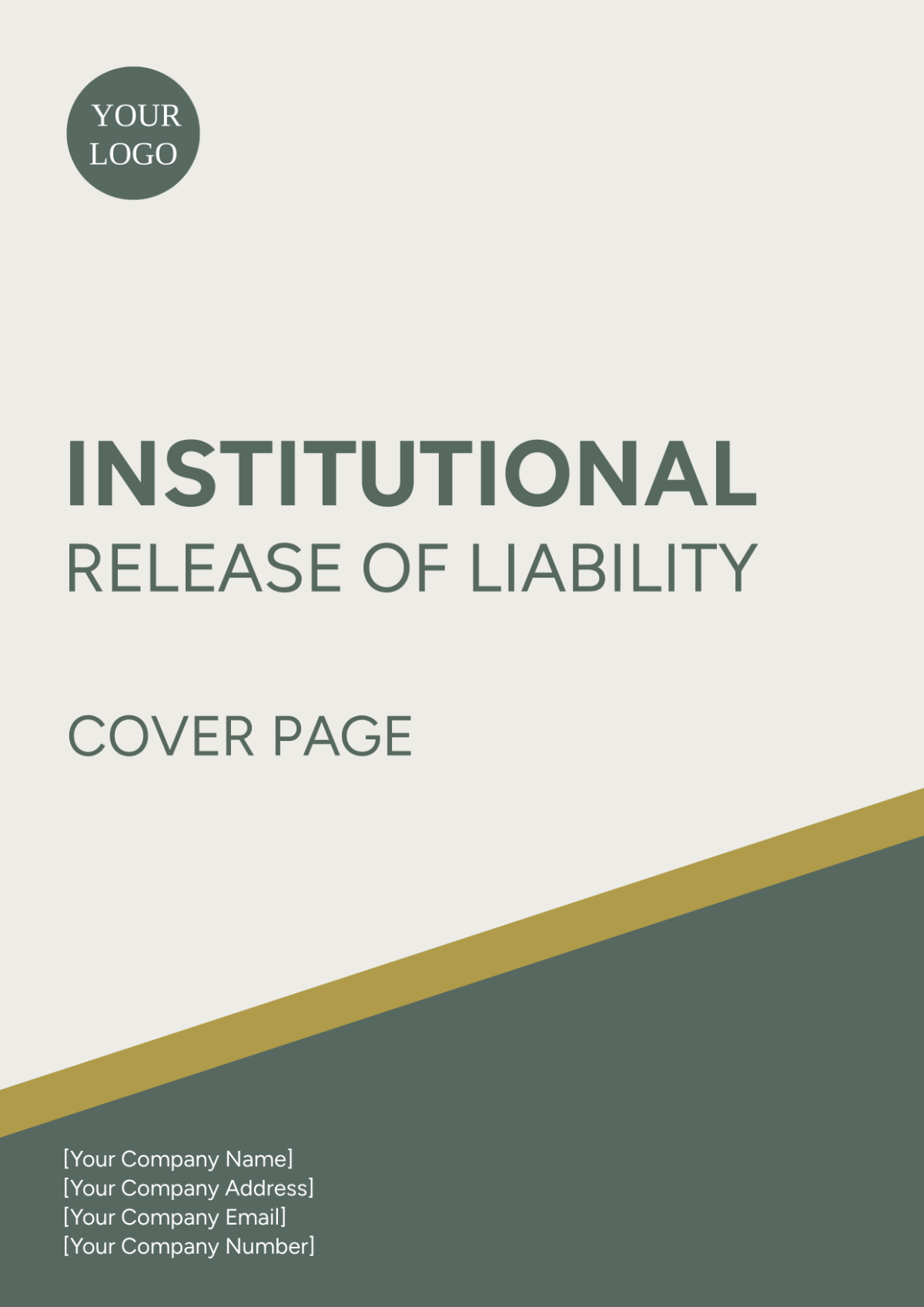 Institutional Release of Liability Cover Page