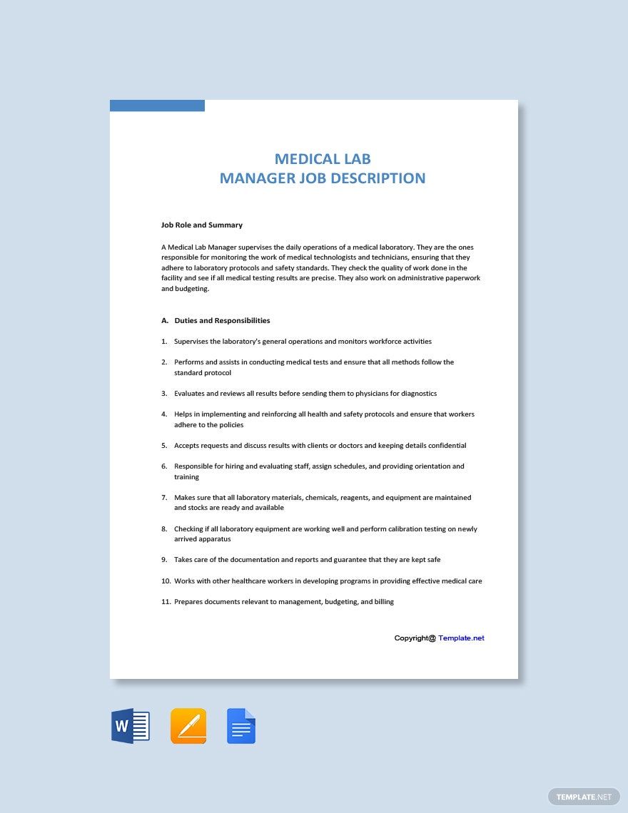 Lab Manager Word Templates Design, Free, Download