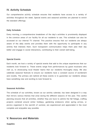 Free Nursing Home Activity Plan Template to Edit Online