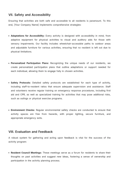 Free Nursing Home Activity Plan Template to Edit Online