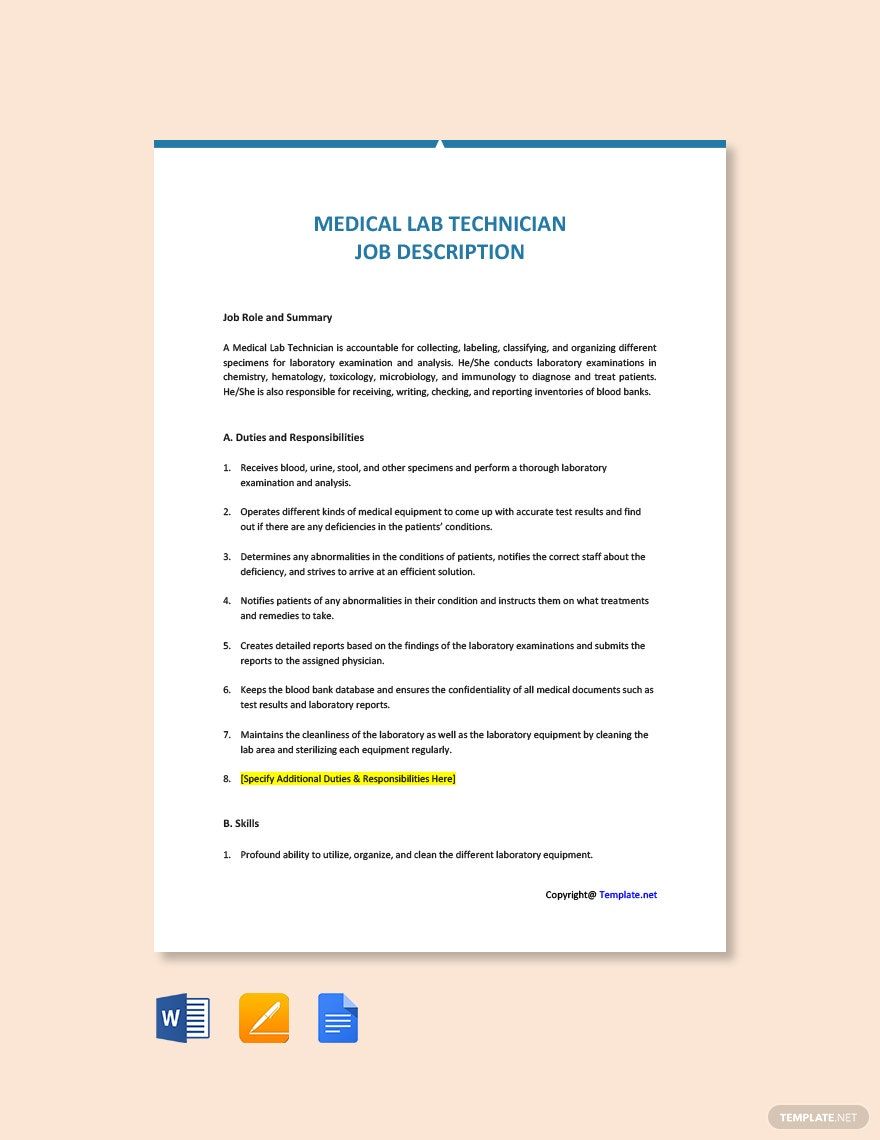 IT Technician Job Description Template Google Docs Word Apple Pages 