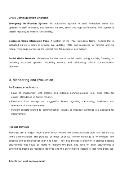 Free Nursing Home Communication Plan Template to Edit Online