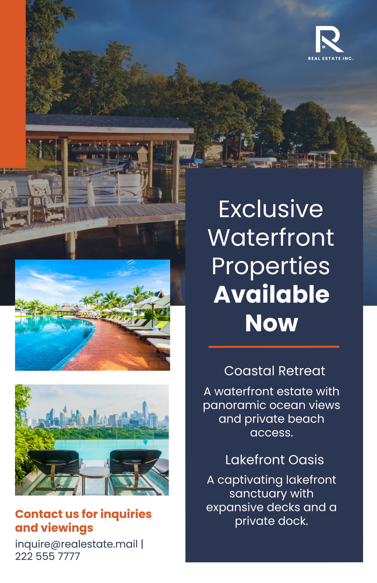 Free Waterfront Properties Exclusive Listings Poster Template