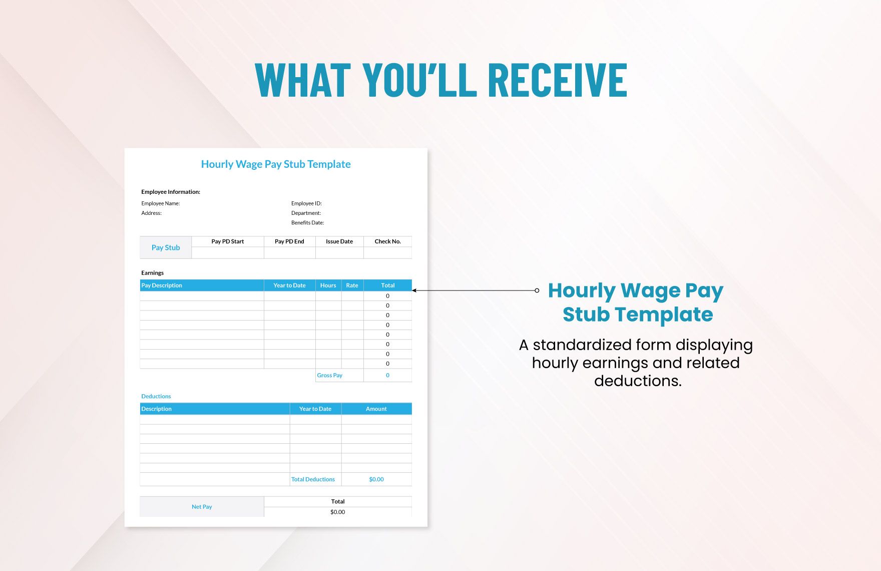 Hourly Wage Pay Stub Template