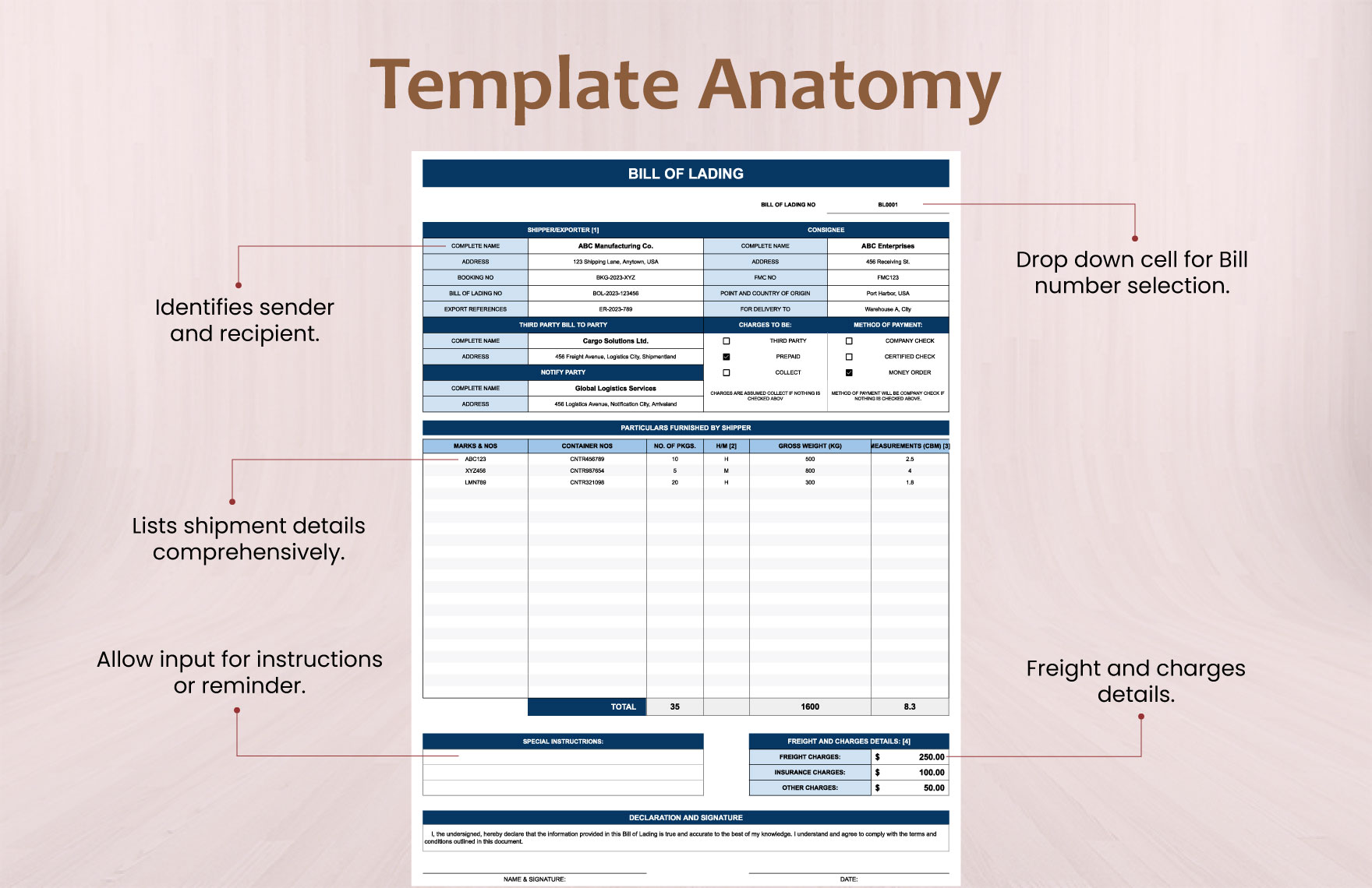 Editable Bill of Lading Template