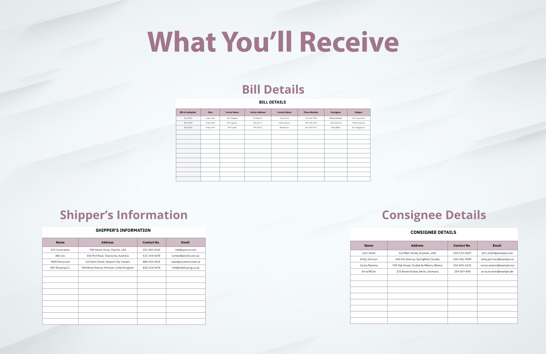 Generic Bill of Lading Template