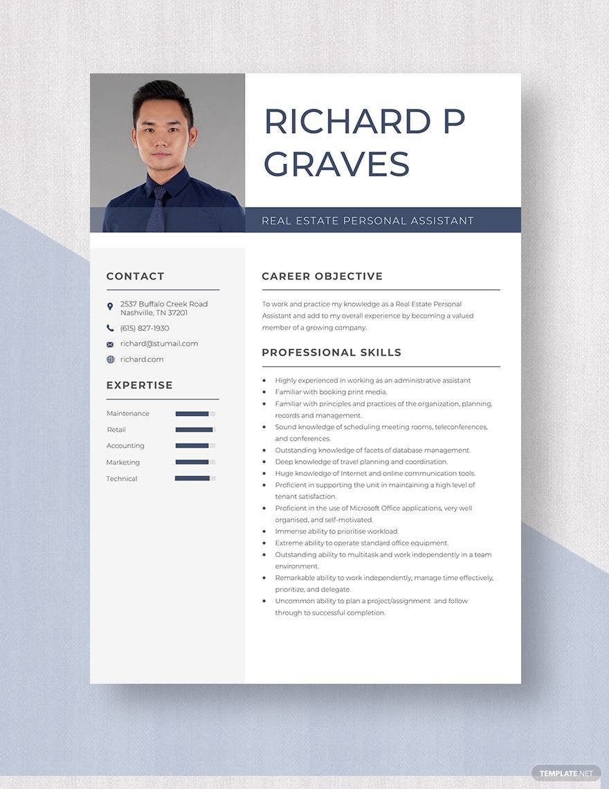 Real Estate Personal Assistant Resume