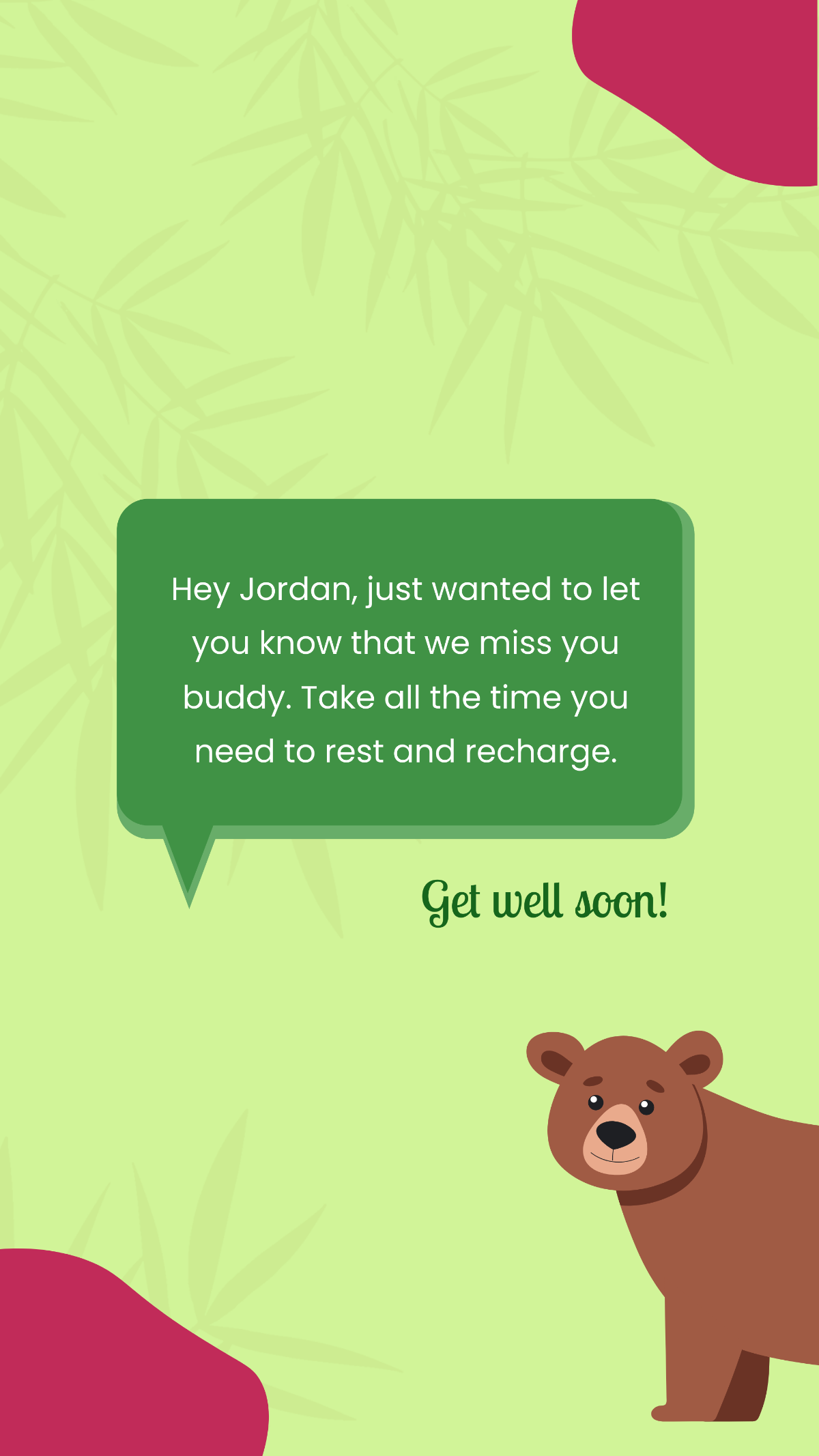 Get Well Soon Message For Him Template