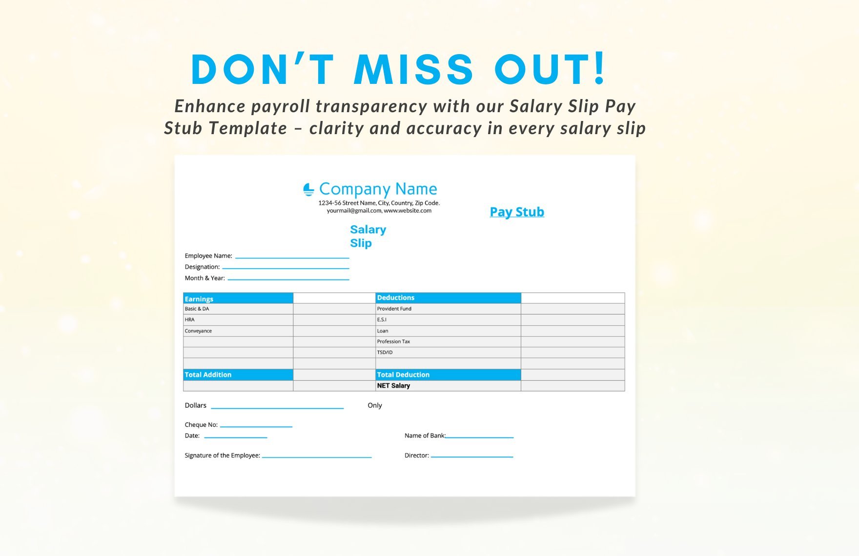 Salary Slip Pay Stub Template