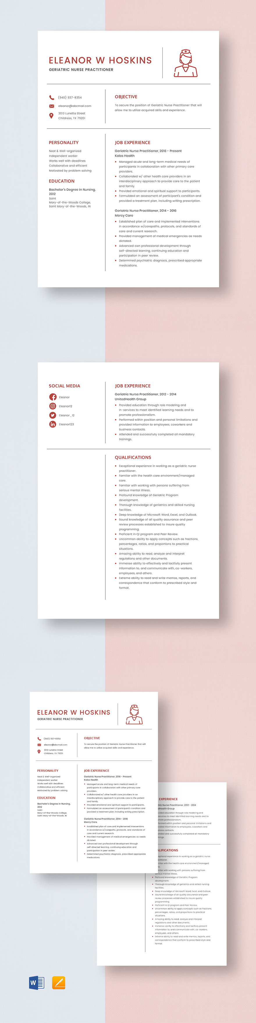 Free Critical Care Nurse Practitioner Resume Template Word Apple 