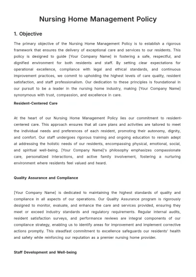 Free Nursing Home Management Policy Template to Edit Online