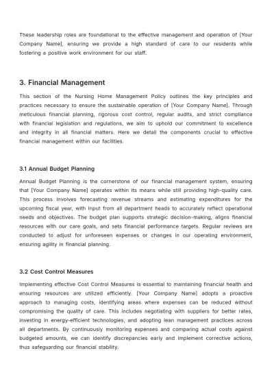 Free Nursing Home Management Policy Template to Edit Online