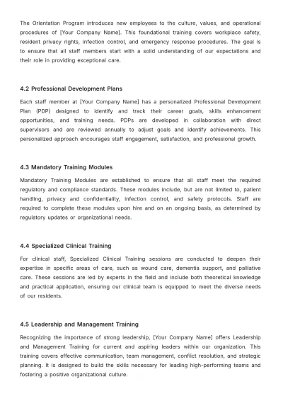 Free Nursing Home Management Policy Template to Edit Online
