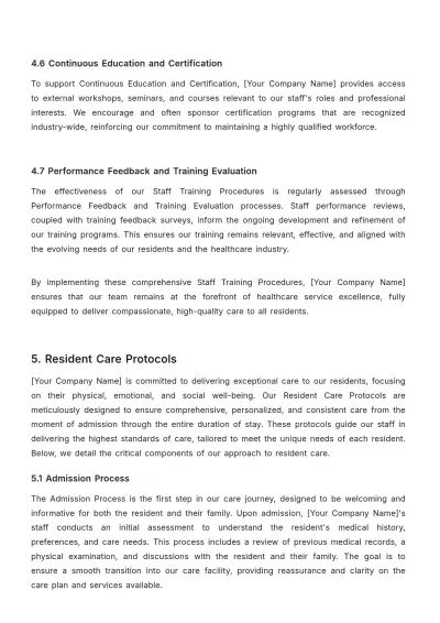 Free Nursing Home Management Policy Template to Edit Online