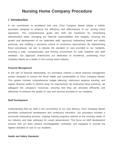 Free Nursing Home Company Procedure Template to Edit Online