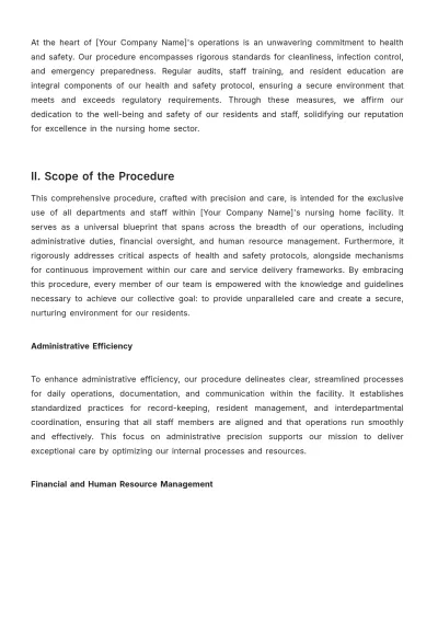 Free Nursing Home Company Procedure Template to Edit Online