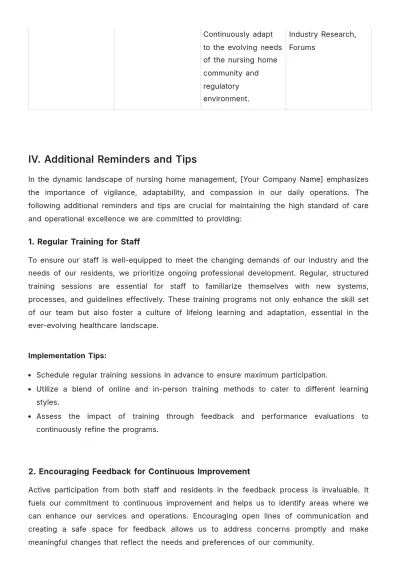 Free Nursing Home Company Procedure Template to Edit Online