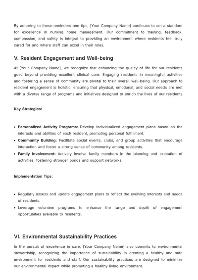 Free Nursing Home Company Procedure Template to Edit Online