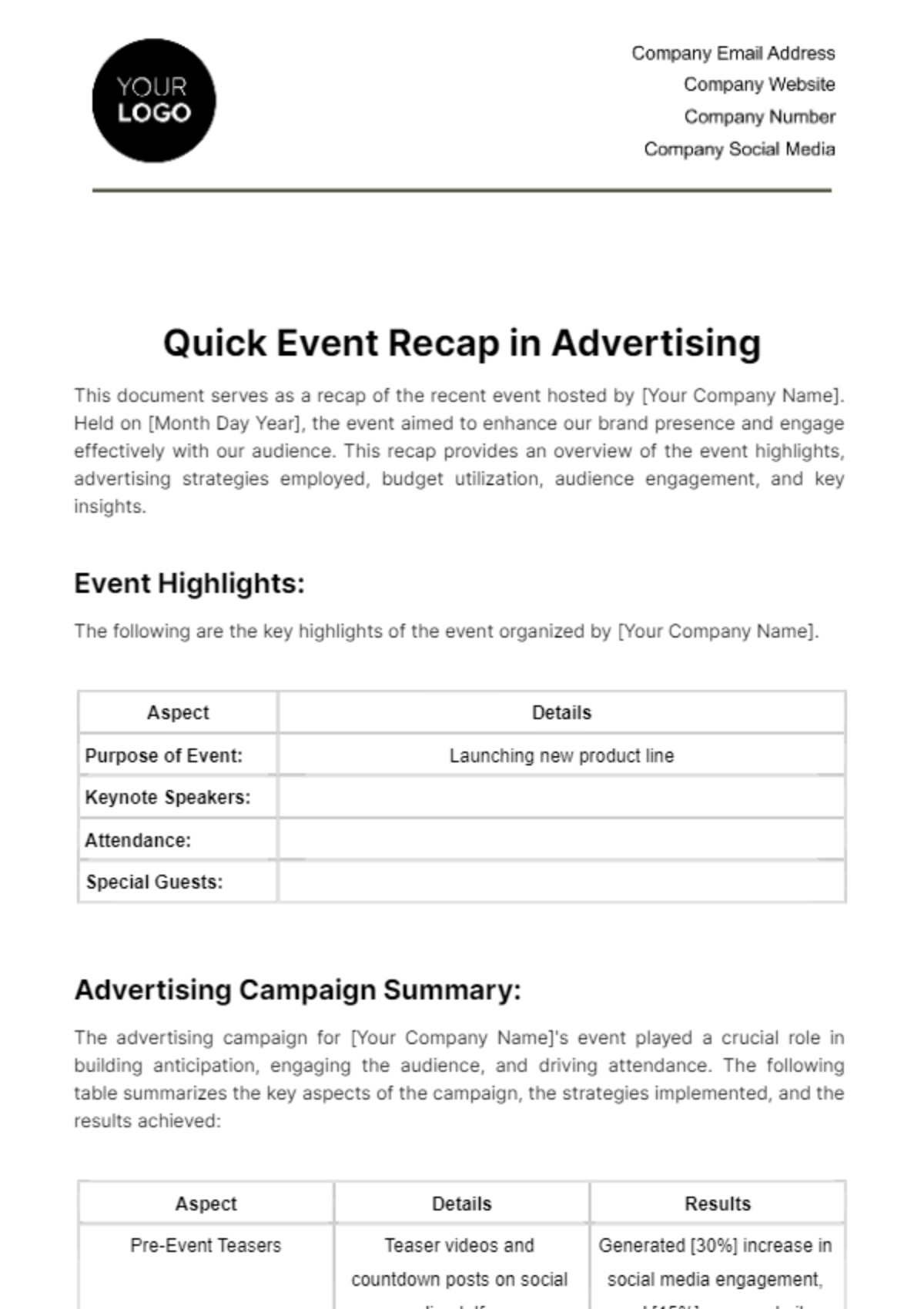 Quick Event Recap in Advertising Template