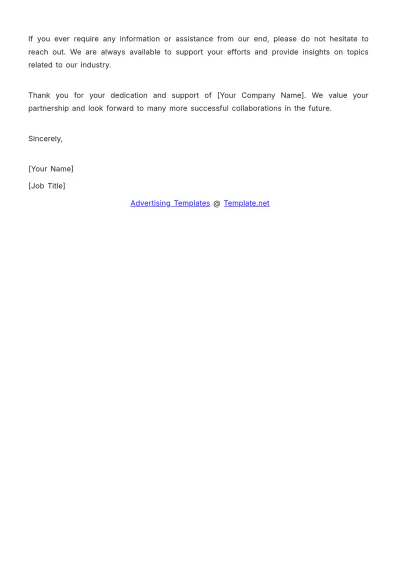 Free Press Mention Thank You Advertising Letter Template to Edit Online