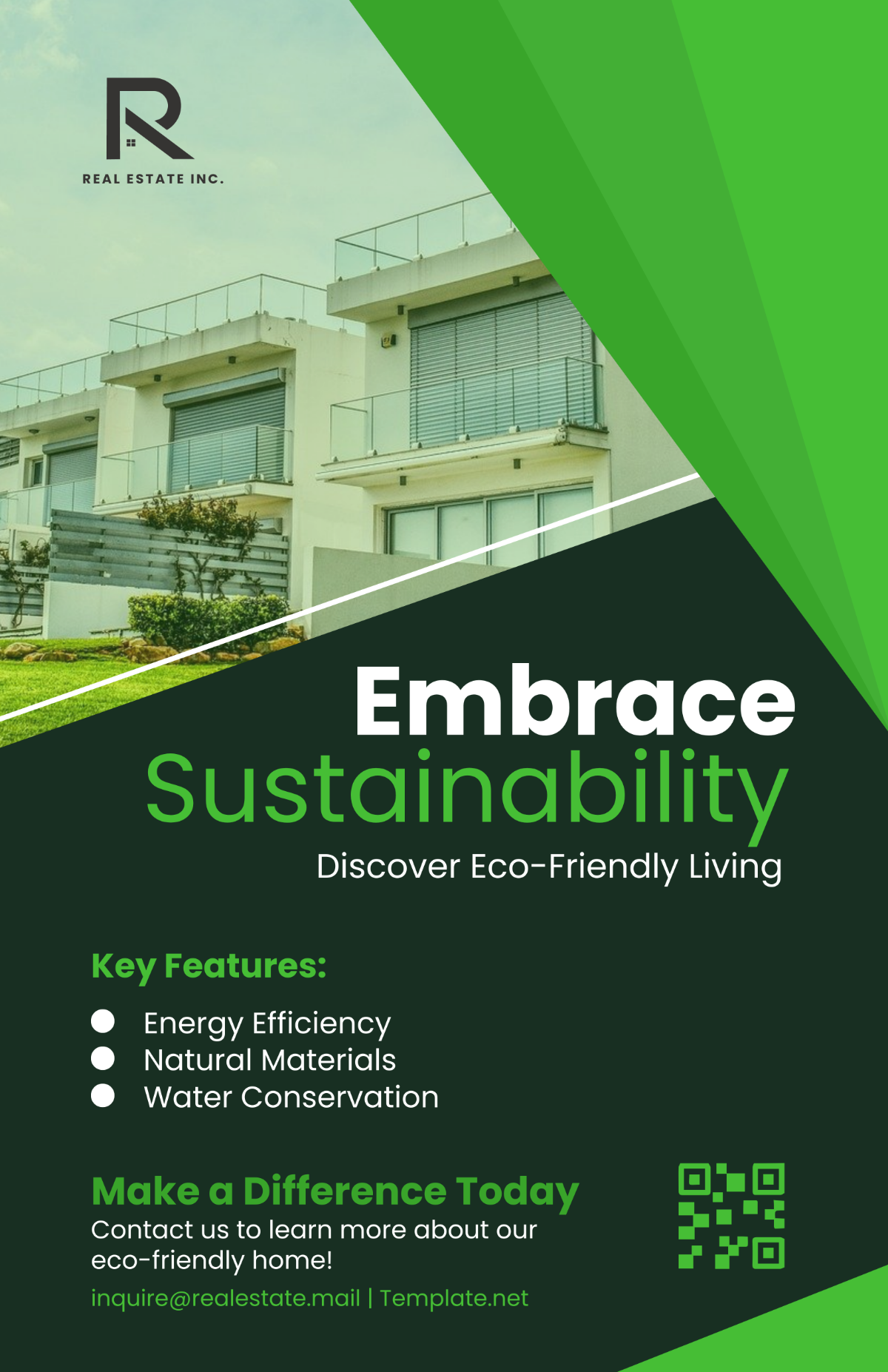 Free Eco-Friendly and Green Homes Poster Template