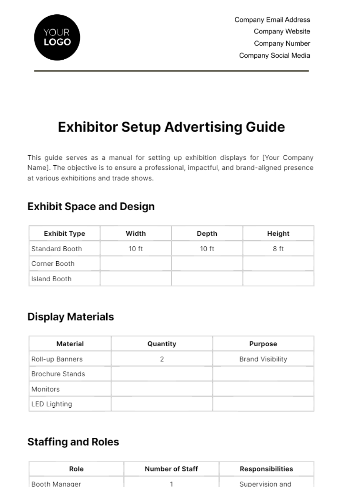 Exhibitor Setup Advertising Guide Template