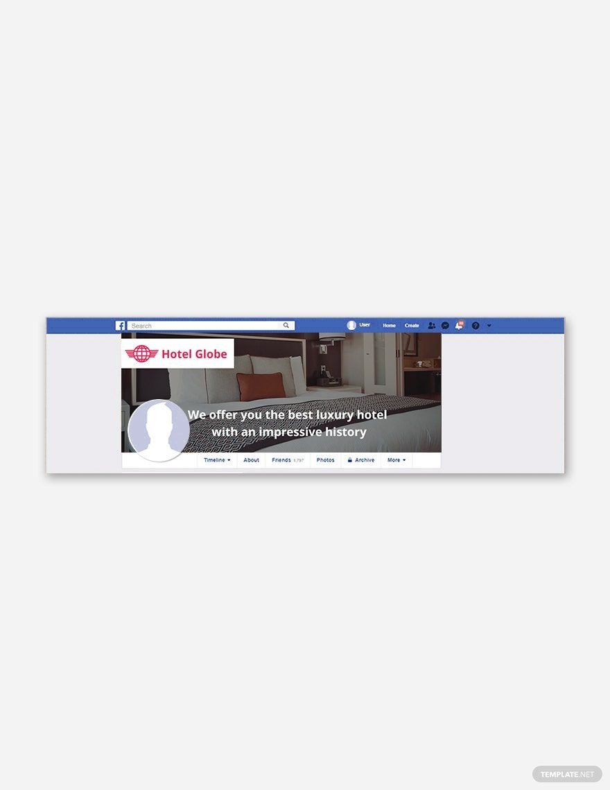 Modern Hotel Facebook Cover Page Template in PSD