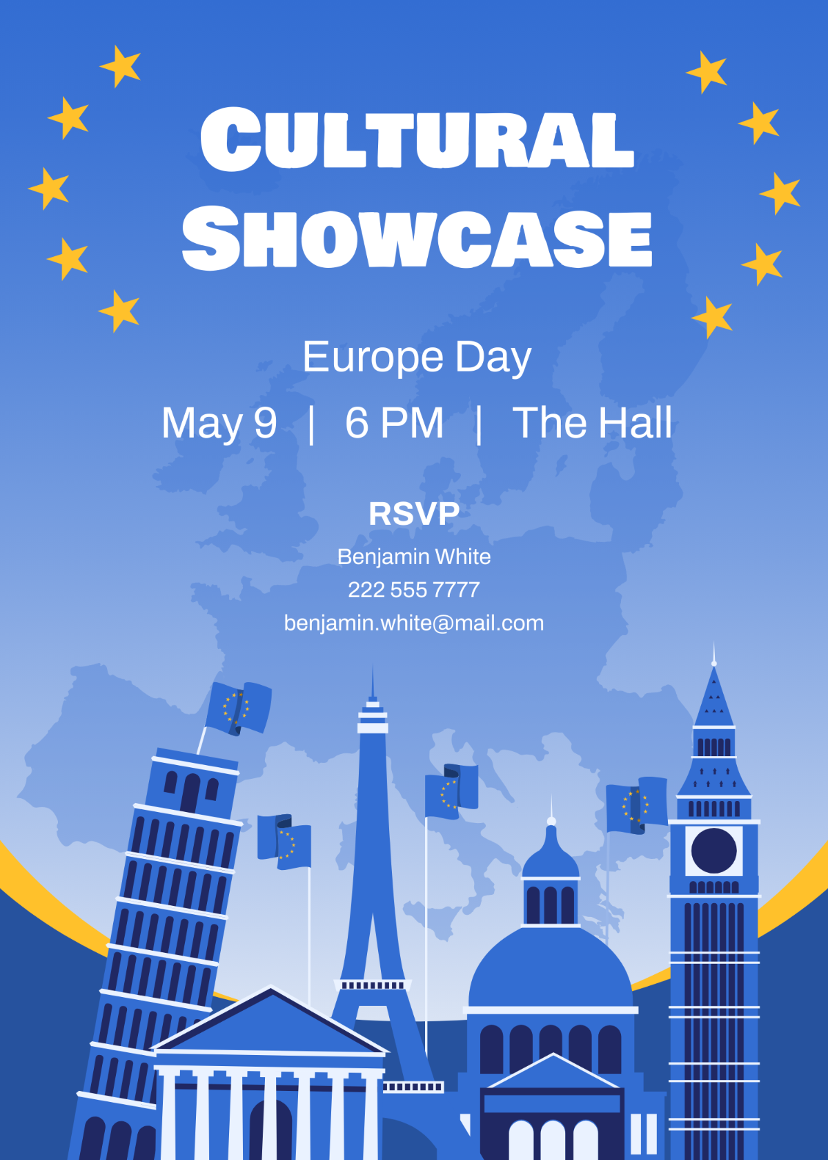 Europe Day  Invitation Card Template - Edit Online & Download