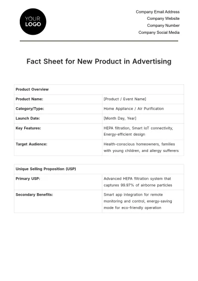 Free Fact Sheet for New Product in Advertising Template to Edit Online