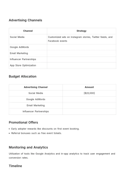 Free Event Mobile App Promotion Advertising Plan Template to Edit Online