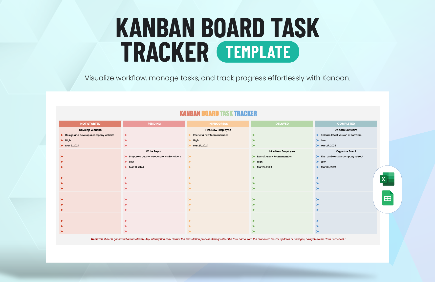 Kanban Board Task Tracker Template