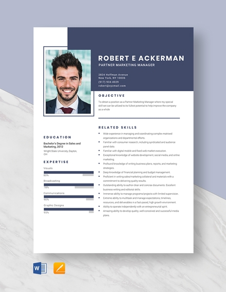 Marketing Manager Resume - Download in Word, PSD, Apple Pages ...