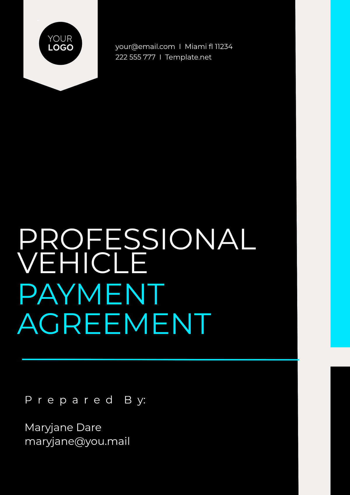 Professional Vehicle Payment Agreement Template - Edit Online & Download