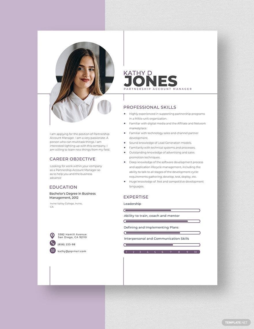 Free Partnership Account Manager Resume Template