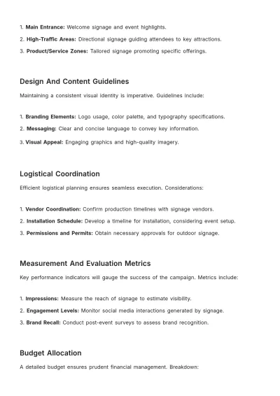 Free Event Signage Advertising Plan Template to Edit Online