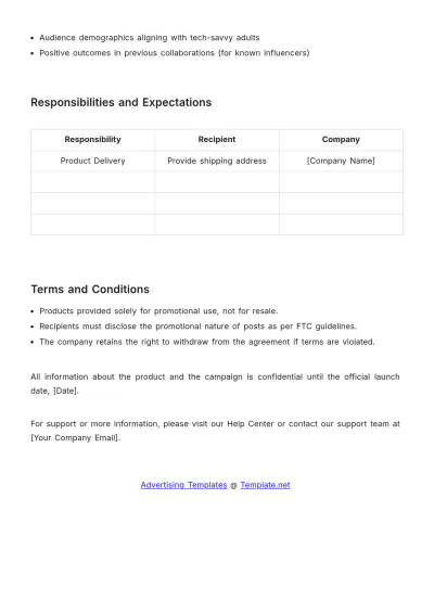 Free Product Seeding Advertising Note Template to Edit Online