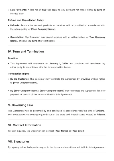 Free Customer Agreement Template to Edit Online