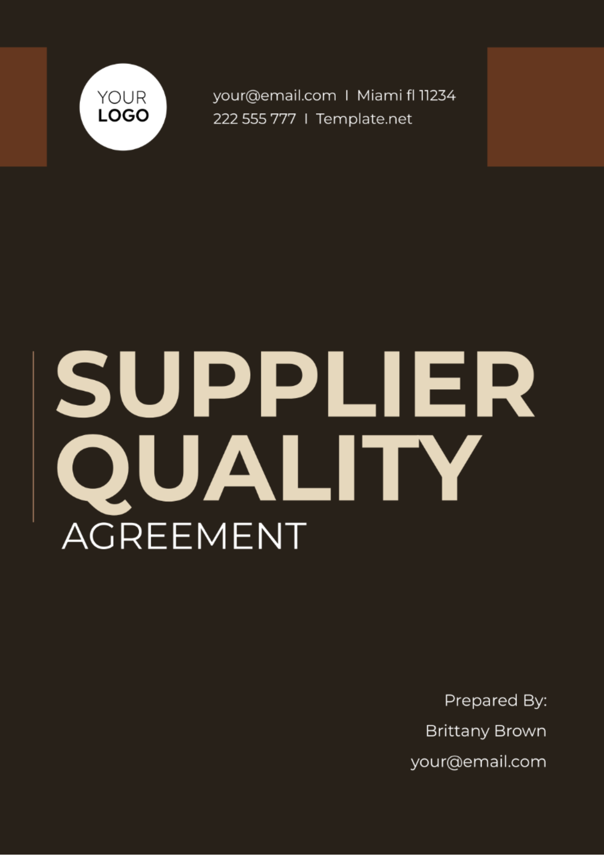 Supplier Quality Agreement Template