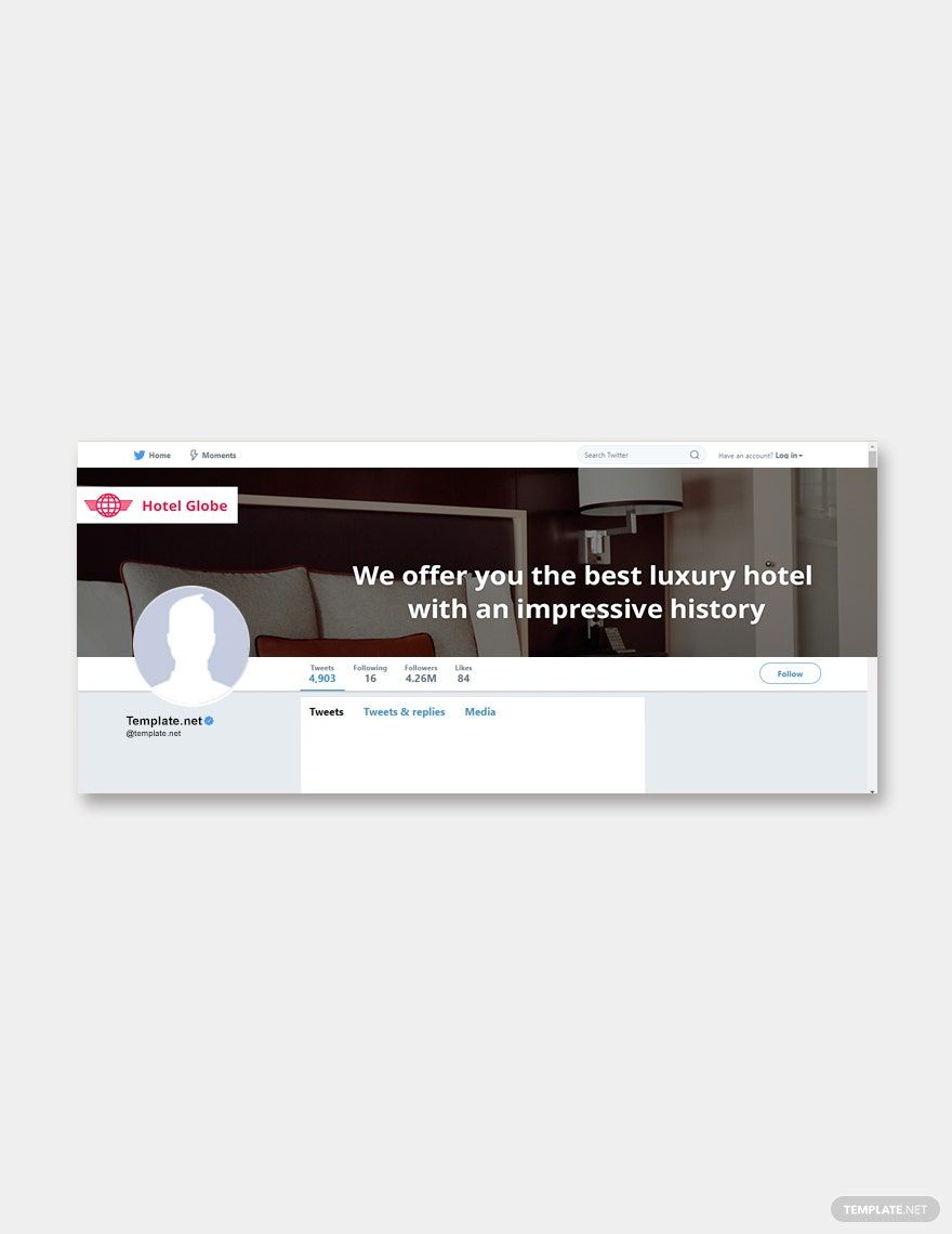 Modern Hotel Twitter Cover Template in PSD