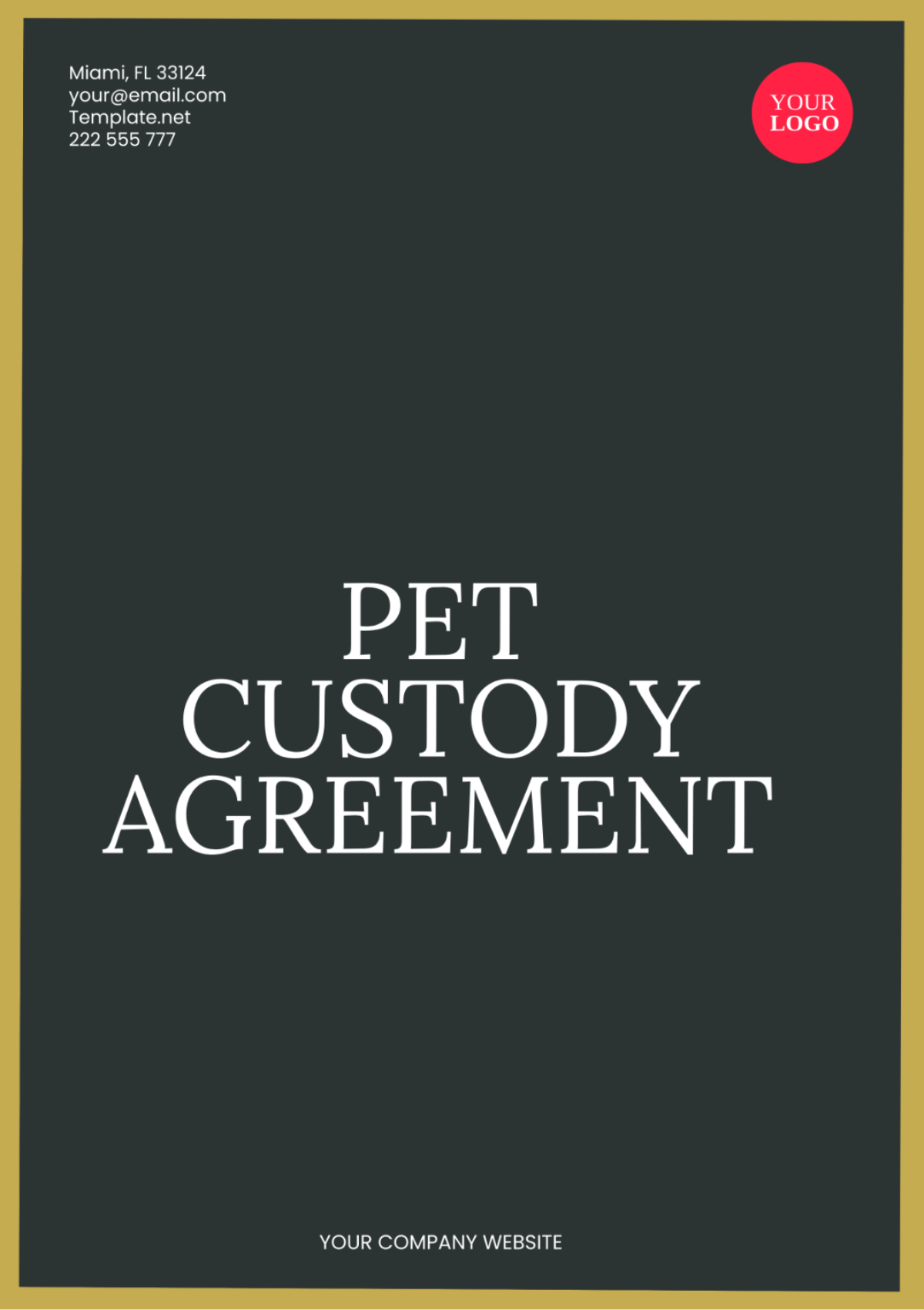 Pet Custody Agreement Template