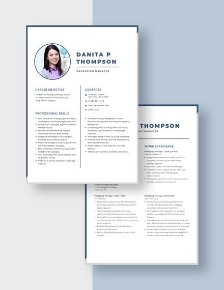 Packaging Manager Resume Download