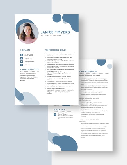 Packaging Technologist Resume Download