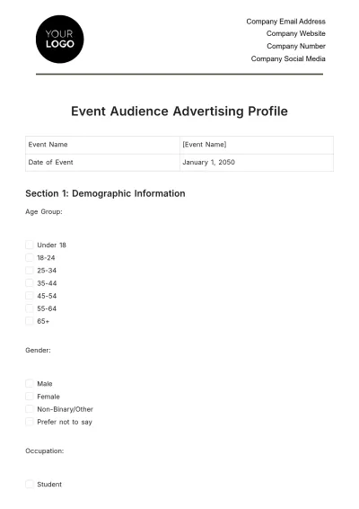 Free Event Audience Advertising Profile Template to Edit Online