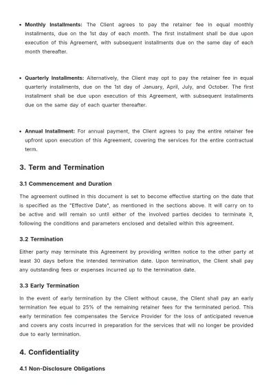 Free Retainer Agreement Template to Edit Online