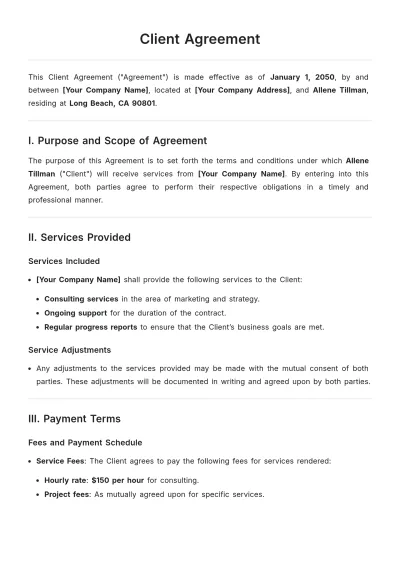 Free Client Agreement Template to Edit Online