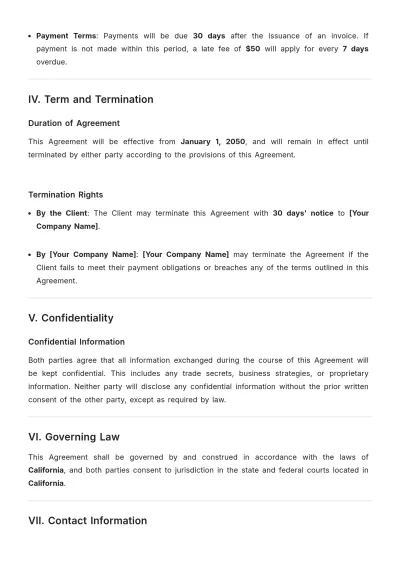 Free Client Agreement Template to Edit Online